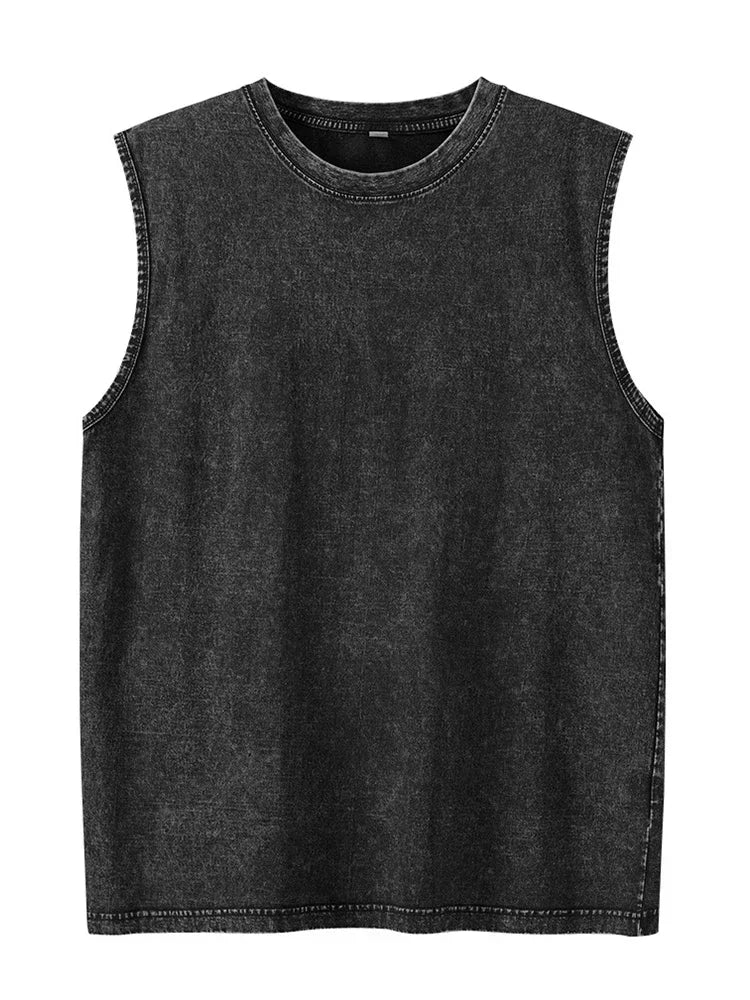Men's Vintage Tank Top Vintage Loose Shoulder Streetwear Beach Vest Tee