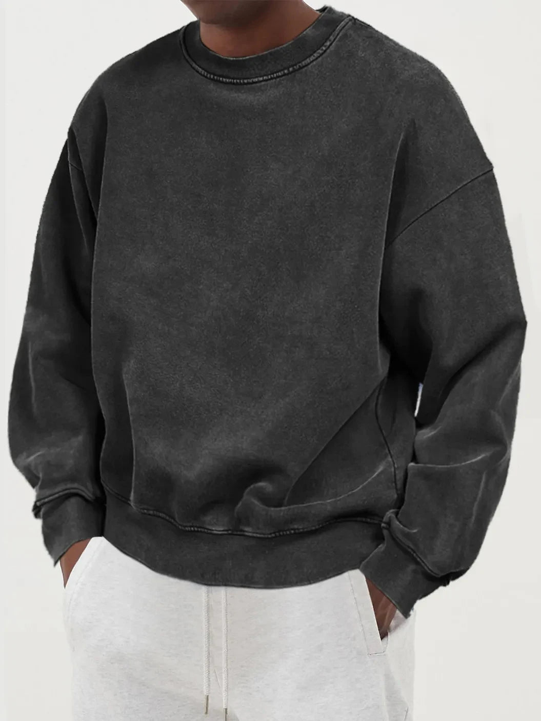 Vintage Solid Sweatshirts Male Washed Hoodie Fashion Oversized Streetwers