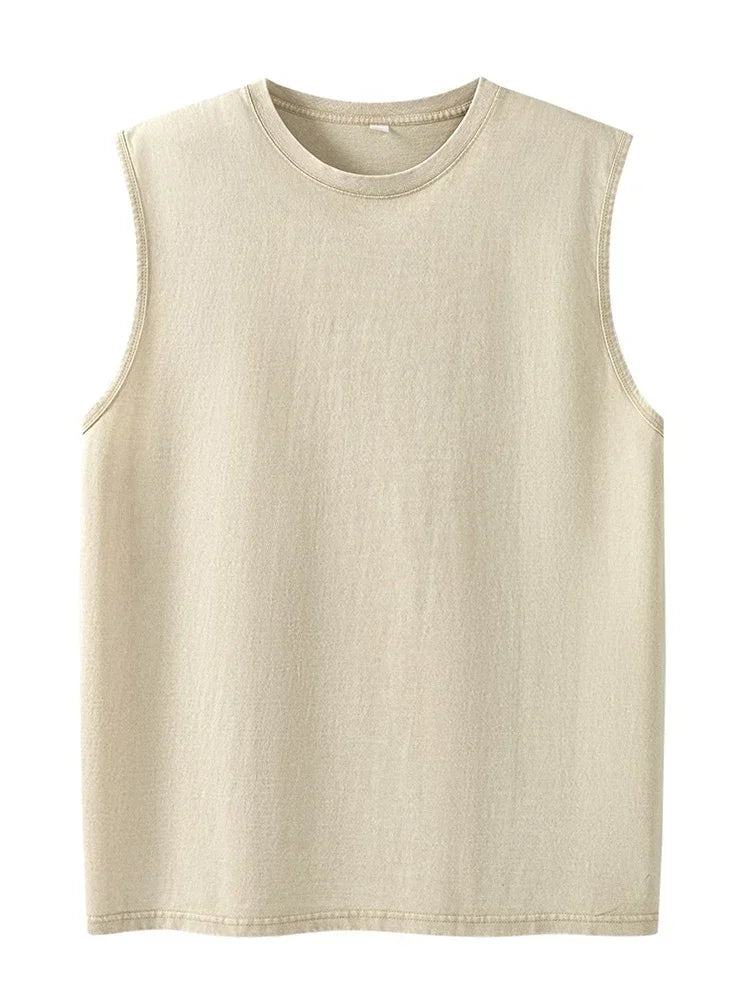 Men's Vintage Tank Top Vintage Loose Shoulder Streetwear Beach Vest Tee