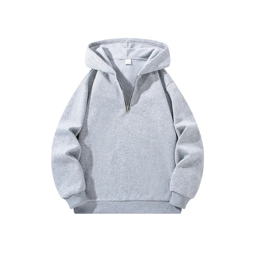 Men's Half Zipper Hooded Hoodies Long Sleeve Sweatshirts Autumn Loose Casual