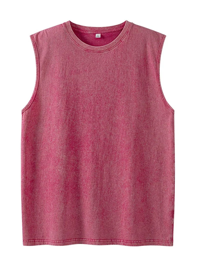Men's Vintage Tank Top Vintage Loose Shoulder Streetwear Beach Vest Tee