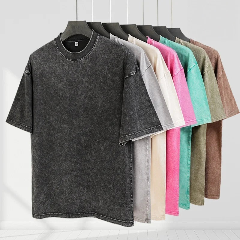 Washed Vintage T-Shirts Unisex Casual Cotton