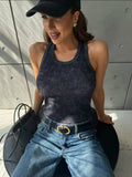 Women Solid Washed Tank Tops Sleeveless Tight Fashion Casual
